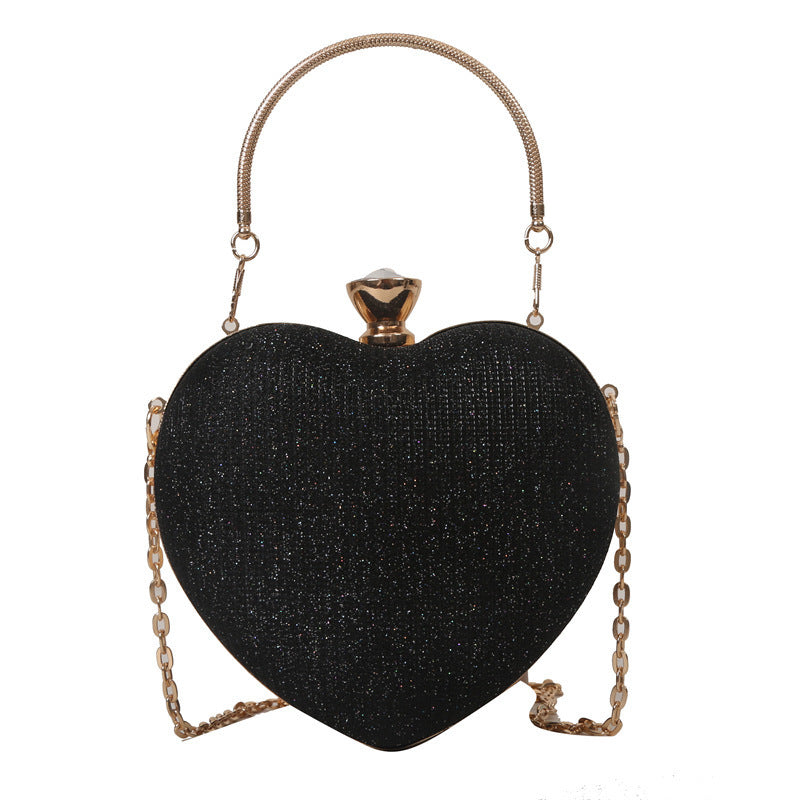 Heart-Shaped Shiny Metal Clutch – Luxury Evening Bag