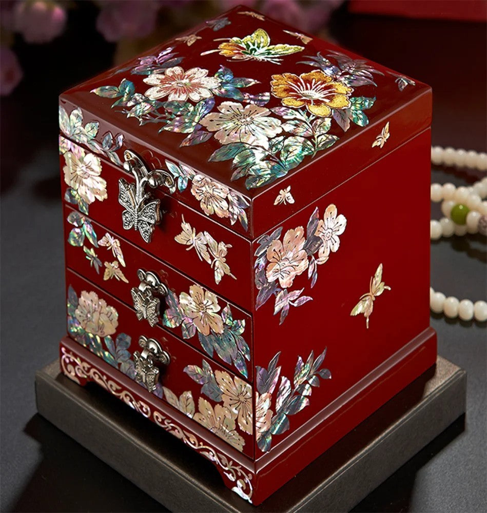 Mother-of-pearl Lacquer Wooden Jewellery Box